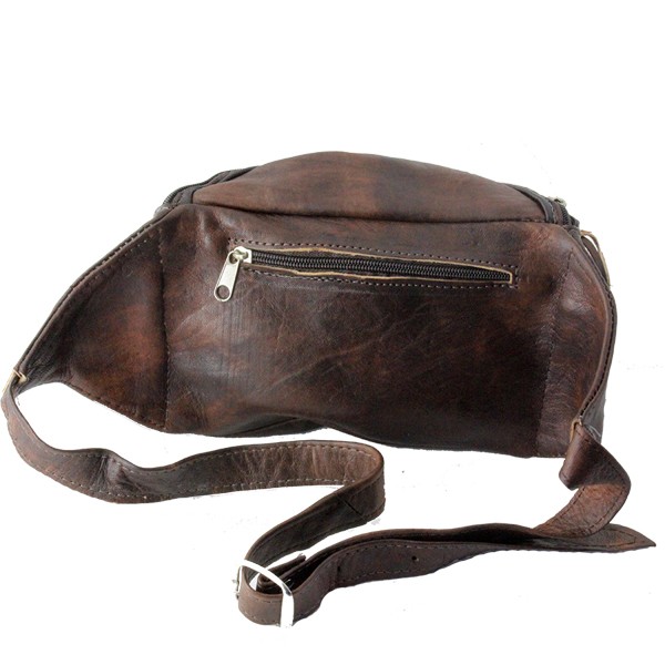 2. SORTERING NEDSAT mørkebrun Bæltetaske / bumbag / fannypack i afrikansk mørkebrun læder - accessories.dk - billede 3