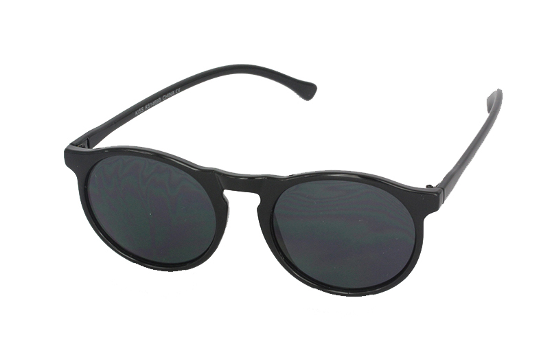 Rund enkelt solbrille i blank sort