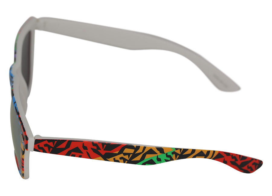 Wayfarer solbrille i multifarvet dyreprint med blåligt spejlglas - accessories.dk - billede 2