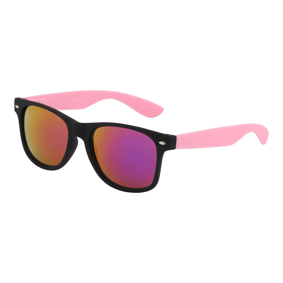 Wayfarer solbrille i mat stel med lyserøde stænger