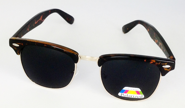 Clubmaster polaroid solbrille i skildpaddebrun 