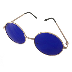 Lennon solbrille i guld metalstel med blå glas. - Design nr. 3193