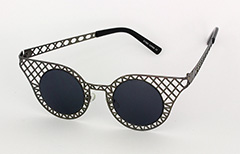 Sort metal gitter solbrille i cateye design