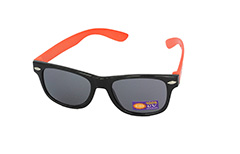 Solbrille til BØRN. Sort med orange stænger - Design nr. 1097