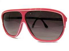 Lyserød solbrille i stort design med hvid kant. - Design nr. 852