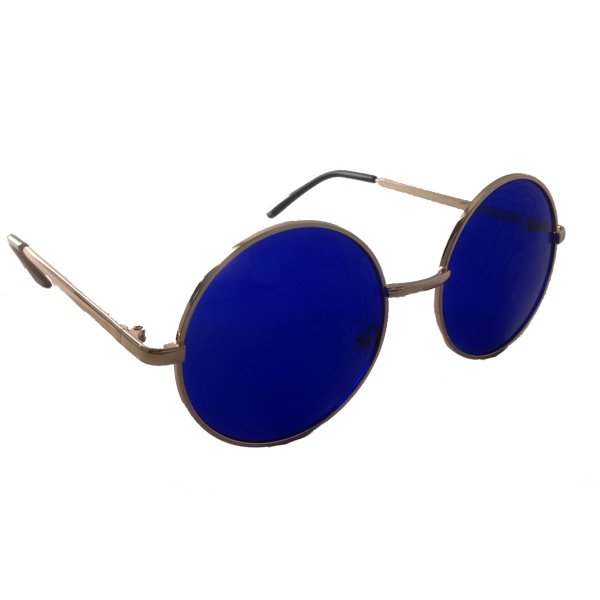 Lennon solbrille i guld metalstel med blå glas. - accessories.dk - billede 2