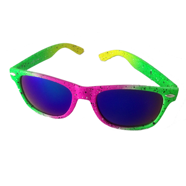Farverig neon solbrille i spraymalings look