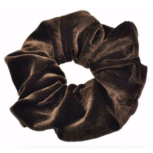 Velour scrunchie / hår elastik i brun