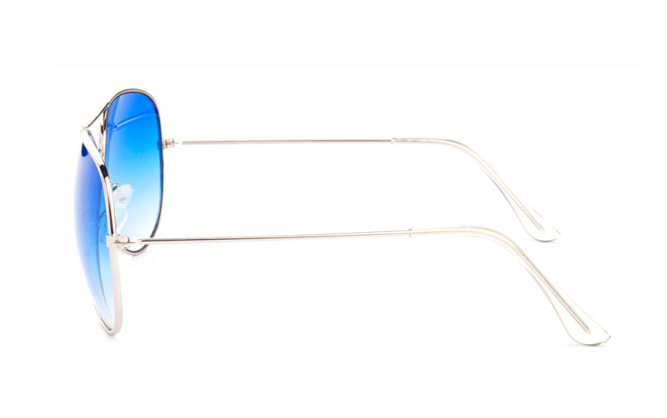 Metal pilot / aviator solbrille med blå glas - accessories.dk - billede 3