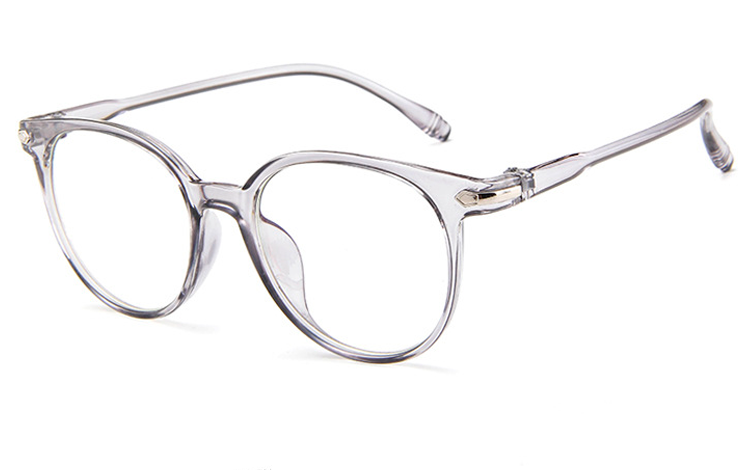 Grå transparent brille med klart glas uden styrke