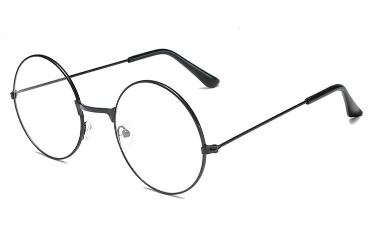 Sort metal brille med klart glas uden styrke