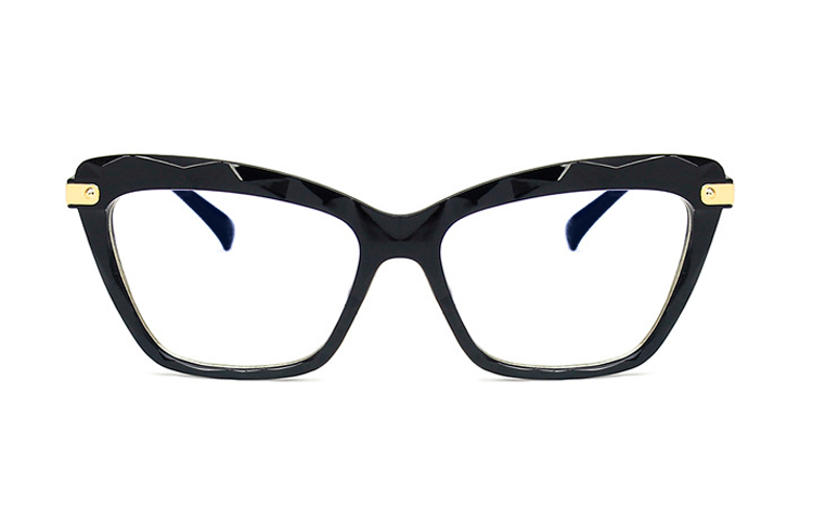 Sort cat-eye brille i mønstret og indgraveret glas. - accessories.dk - billede 2