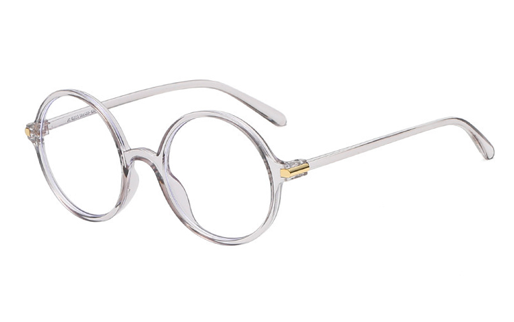 Grå transparent brille med klart glas uden styrke