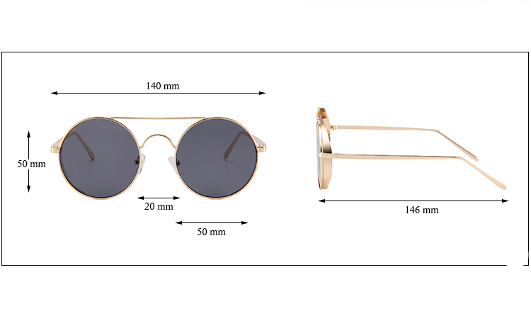 Guldfarvet rund solbrille med sidestykke - accessories.dk - billede 3