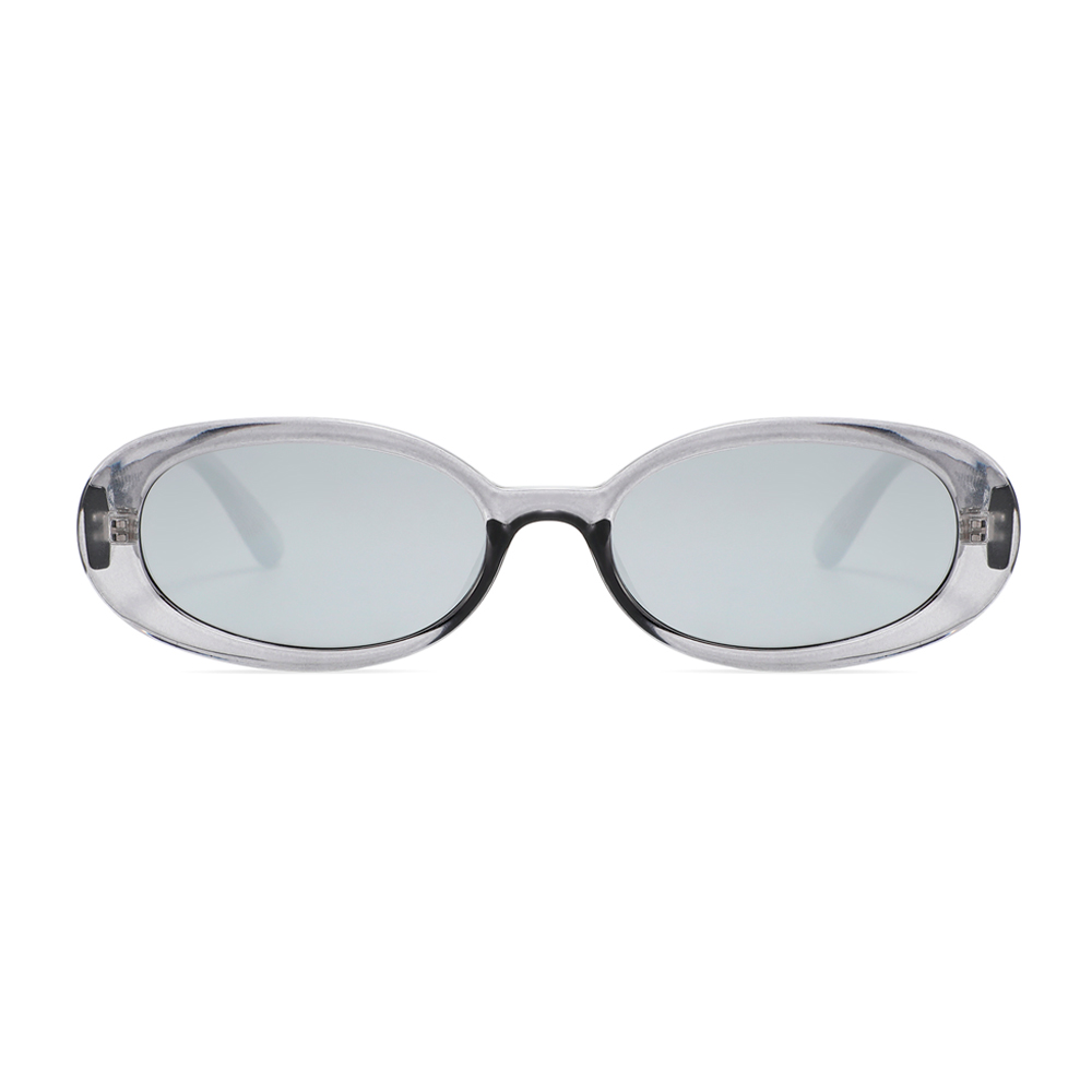 Smuk oval solbrille i transparent grå med spejlglas - accessories.dk - billede 2