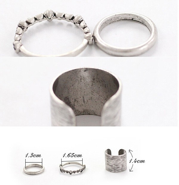 Ring sæt med 3 stk. ringe i oxyderet sølvfarvet - accessories.dk - billede 2