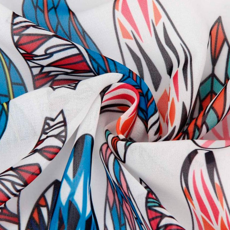 Kimono i let og luftigt design med fjer design. - accessories.dk - billede 4