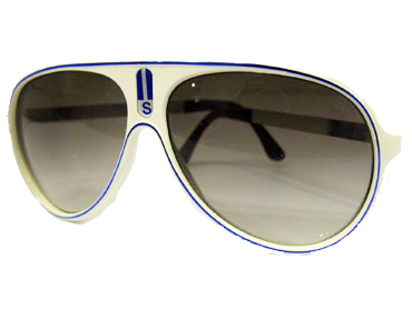 Hvid millionaire solbrille med blå streg