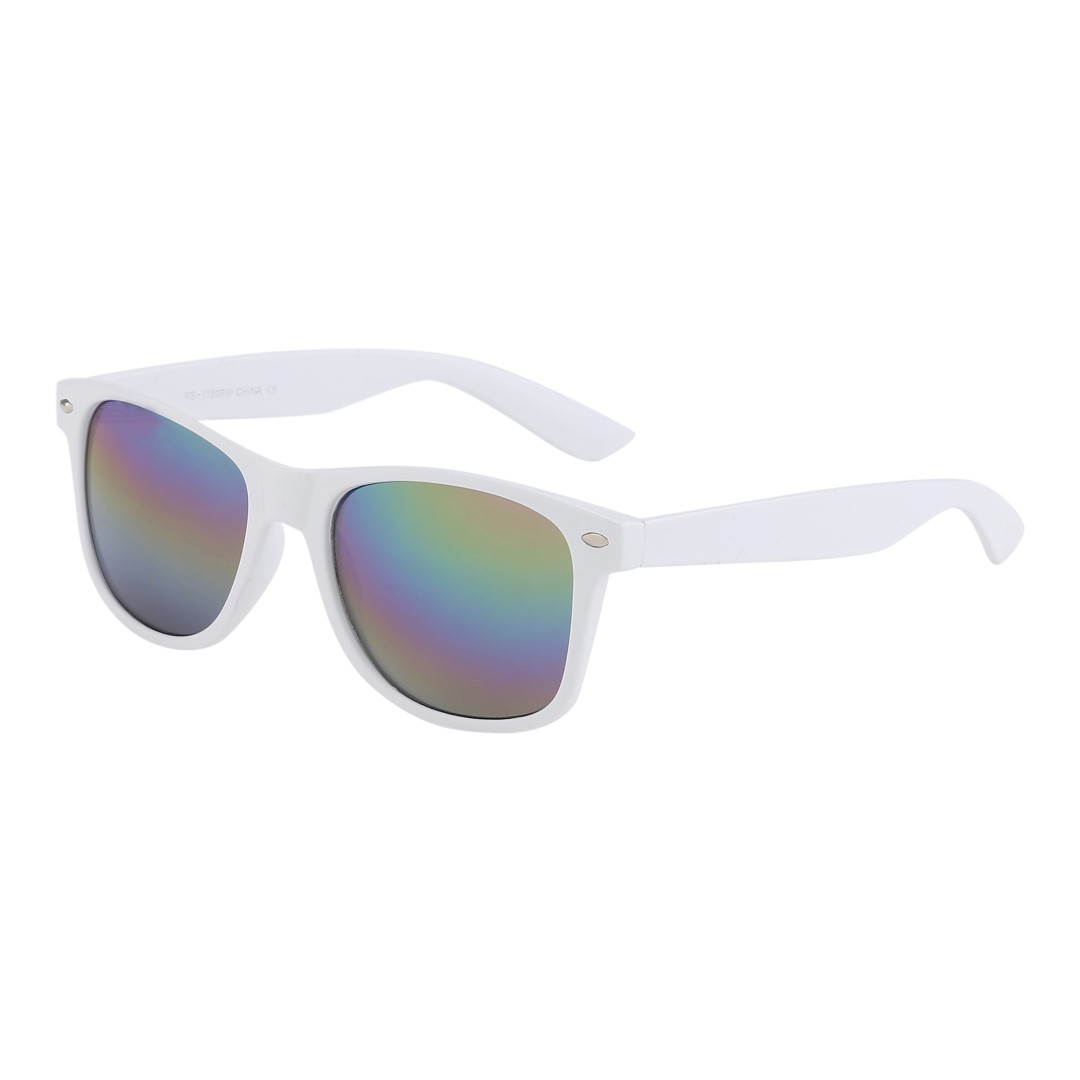 Hvid wayfarer solbrille med spejlglas