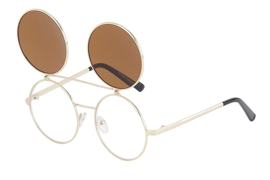 Brille med flip-up solbrille med brune linser. - accessories.dk - billede 2