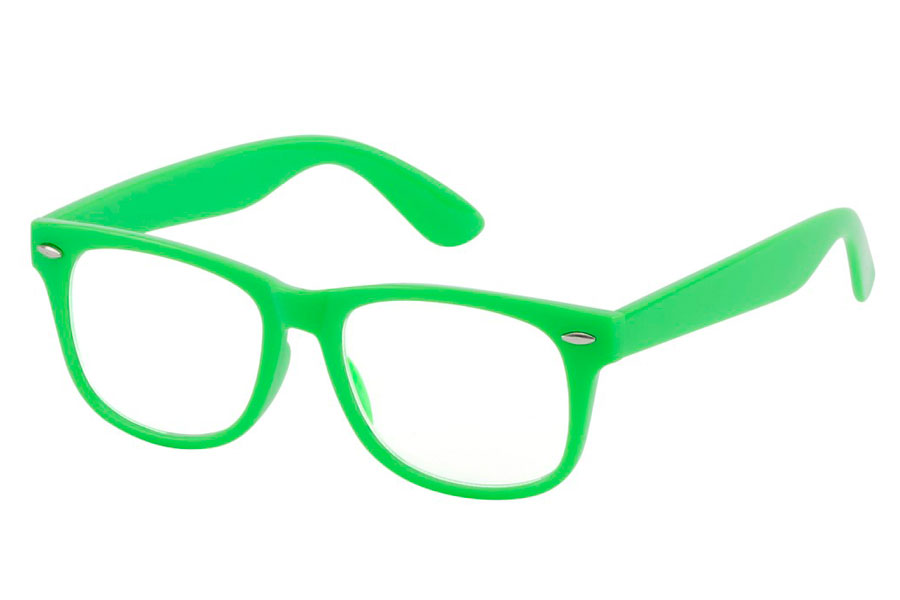 BØRNE brille i neongrøn med klart glas