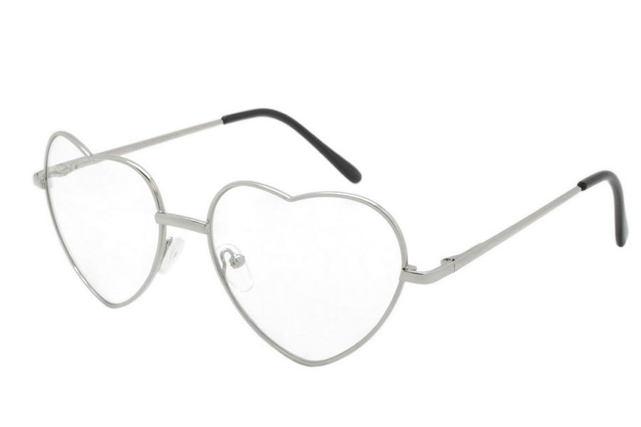 Hjertebrille i sølvfarvet metalstel