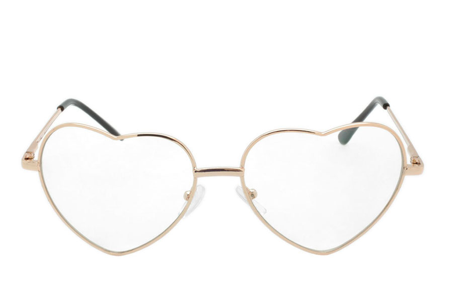 Hjertebrille i guldfarvet metalstel - accessories.dk - billede 3