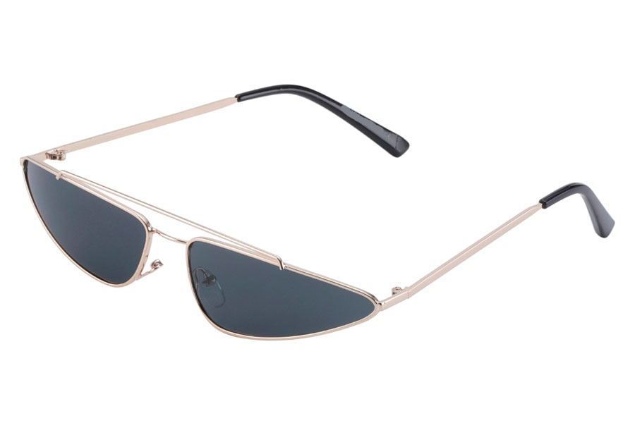 Smal solbrille i cat eye metalstel med dobbelt bro