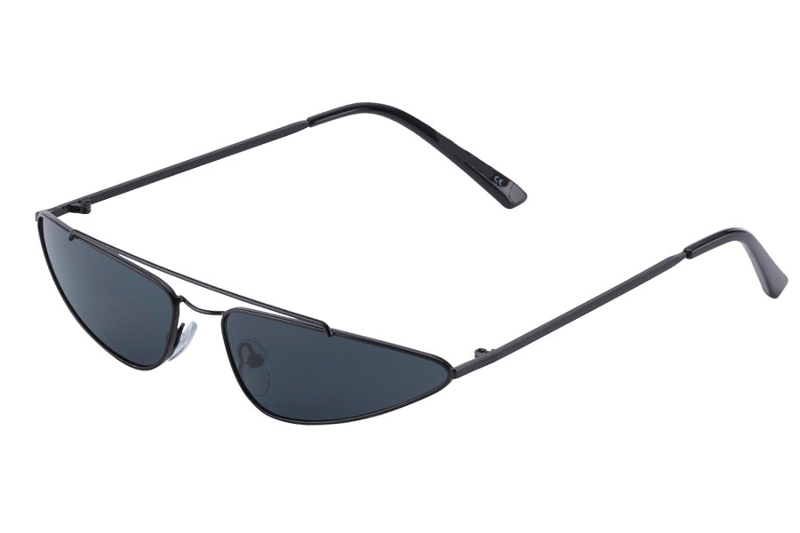 Smal solbrille i cat eye metalstel med dobbelt bro