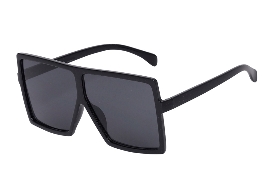 Oversized stor sort brille i fladt og firkantet design