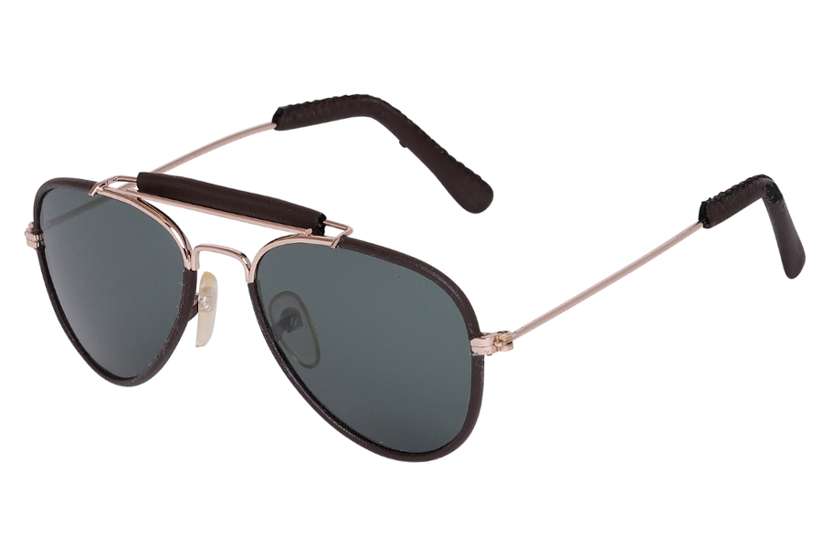 LILLE aviator / pilot brille i Retro design med mørkbrun 