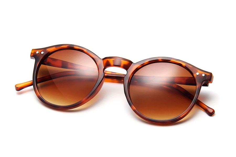 MAT orange-brun solbrille i rundt design