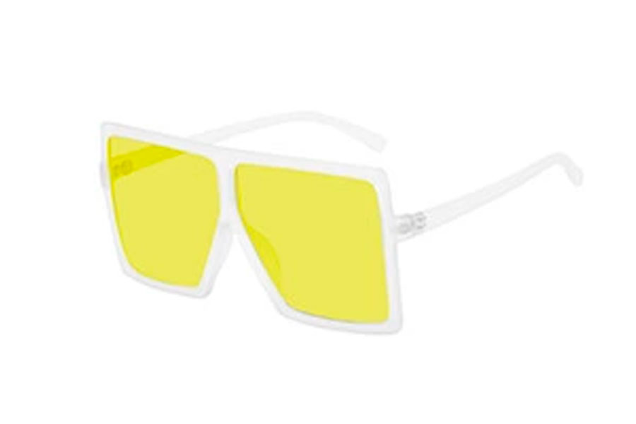 Oversized firkantet brille med gule glas i fladt design