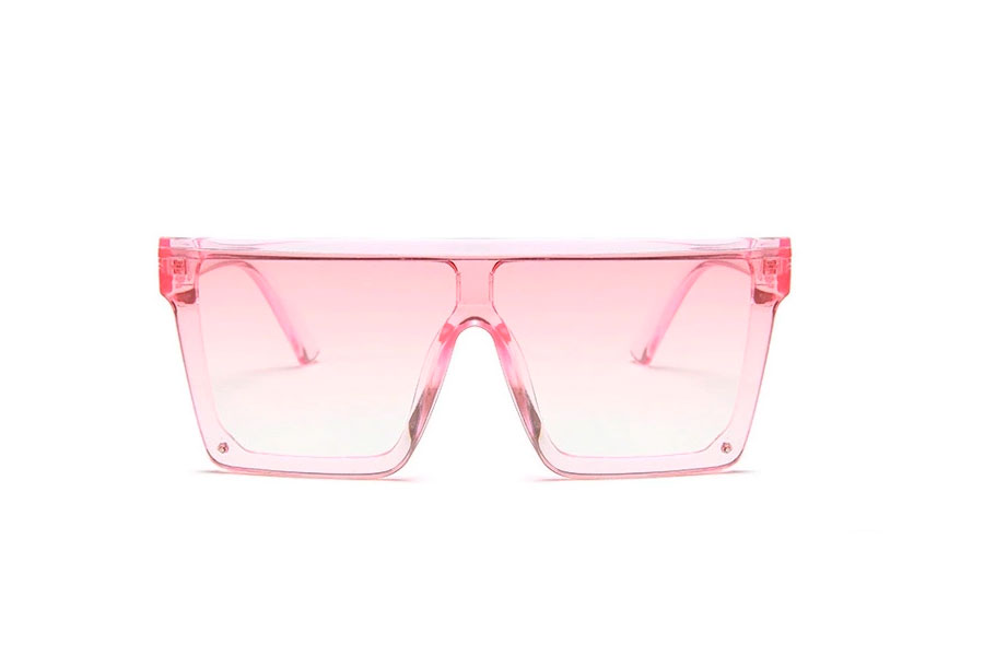 Lyserød transparent solbrille i kantet design med lyserøde glas - accessories.dk - billede 2