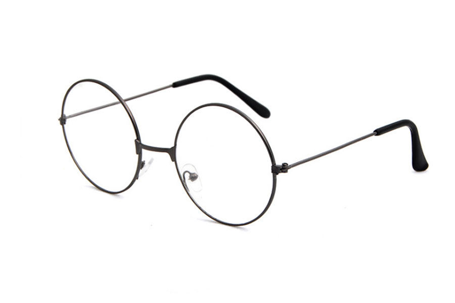 Mørk sølvfarvet metal brille i det moderigtige John Lennon look.