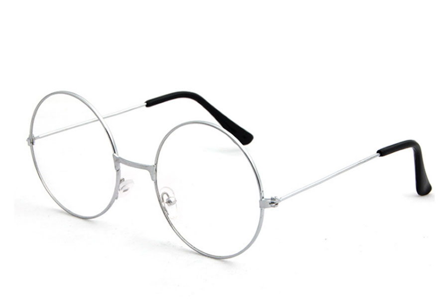 Stor sølvfarvet metal brille i det moderigtige John Lennon look