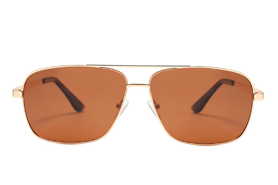 Fed klassisk solbrille i guldfavet metal stel med lysebrune linser - accessories.dk - billede 2