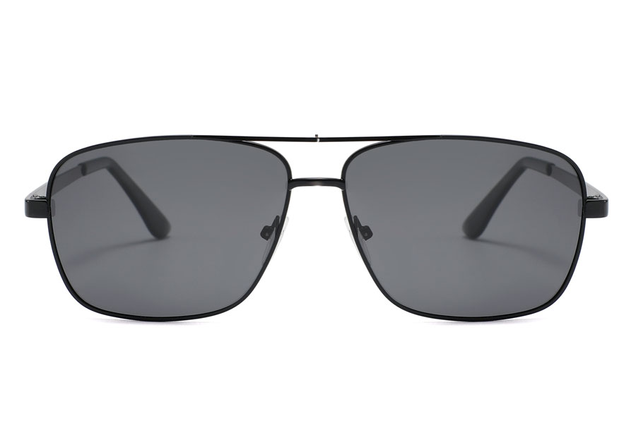 Klassisk solbrille i sort metalstel med grå-sorte linser - accessories.dk - billede 2