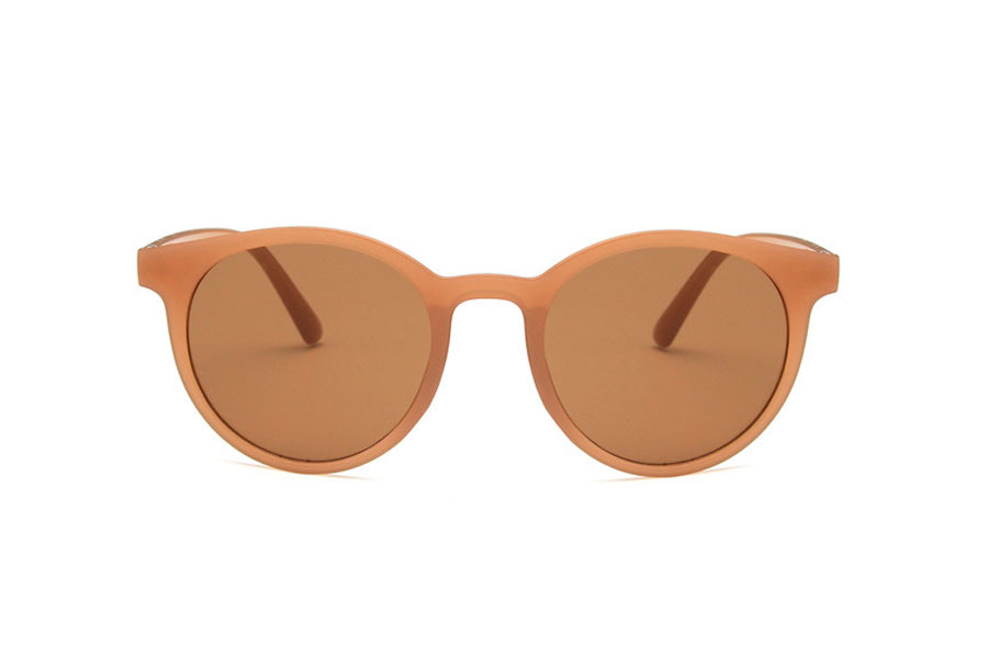 Rund solbrille i smokey lysebrun med en varm laks/rosa undertone - accessories.dk - billede 2