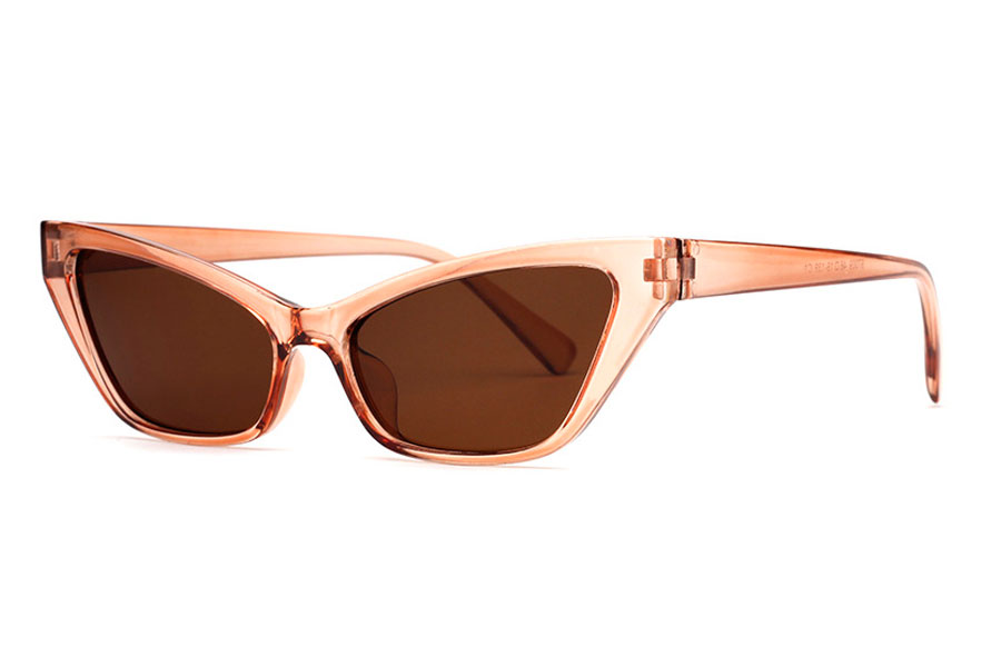 Smal kantet cateye solbrille smokeybeige transparent stel. 