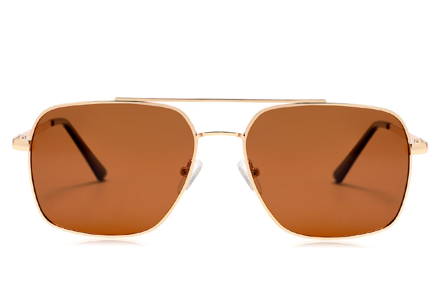 Guldfarvet metal solbrille i maskulint design - accessories.dk - billede 2