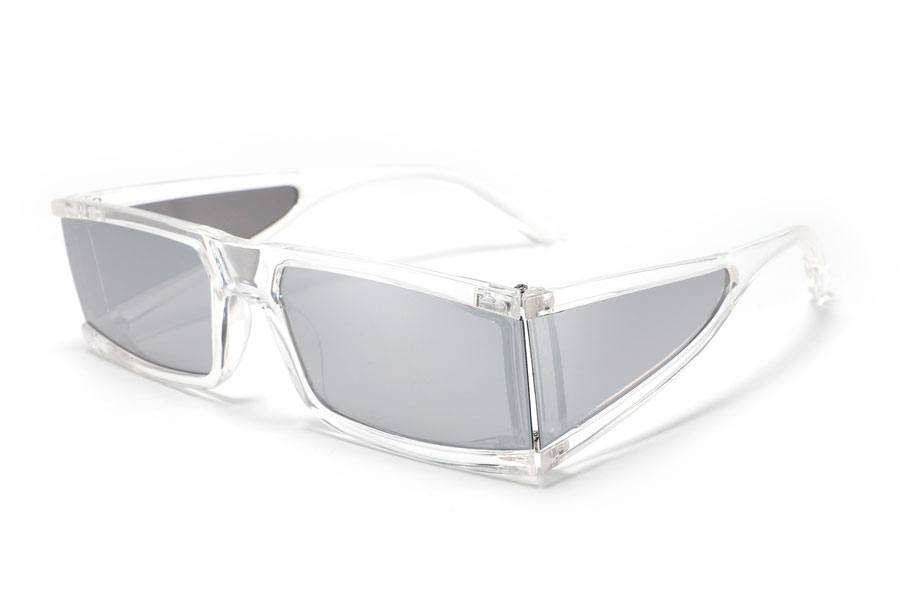 Solbrille med sideglas i aflangt racer design.