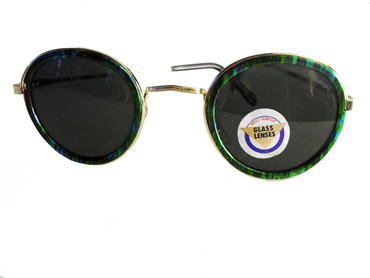 Rund solbrille med grønlig gummikant - accessories.dk - billede 2