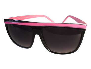 Sort solbrille med asymetrisk pink streg