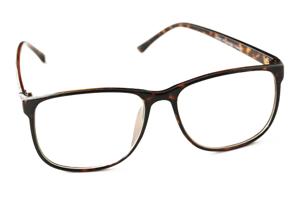 Enkelt brille uden styrke med klart glas i brun
