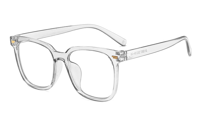 Flot transparent grå brille med klart glas, uden styrke - Design nr. 4409