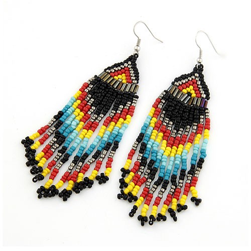African perle øreringe i smukke farver - Design nr. 3057