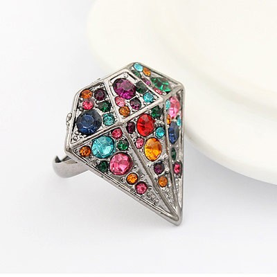Ring Diamant  m/ farvede sten - Design nr. 5