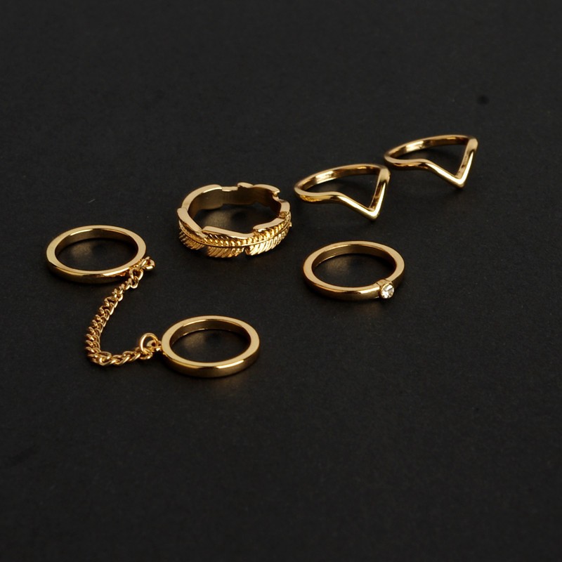 Smukke ringe i råt guldfarvet look. ( 6 stk.) - Design nr. 3368
