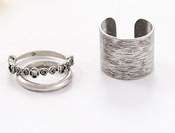 Ring sæt med 3 stk. ringe i oxyderet sølvfarvet - Design nr. 3372